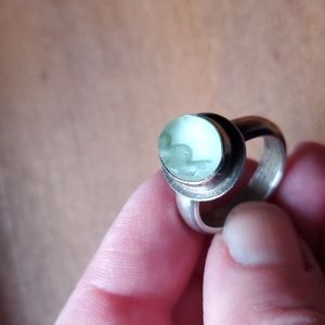 Blue seaglass silver ring